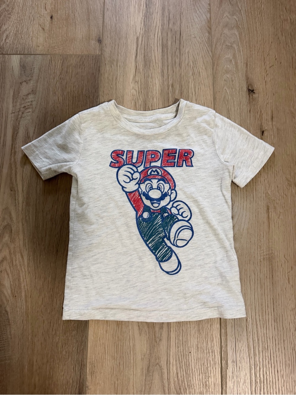 Kids 'Super Mario’ Graphic Tee - Grey with Red & Blue Print 3T